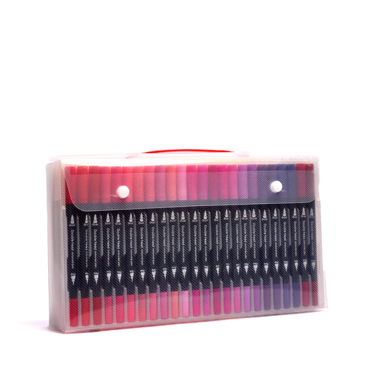 120 dual tip pens with brush and fine liner tips in a clear carry storage case for colouring books journaling drawing illustration and creative projects