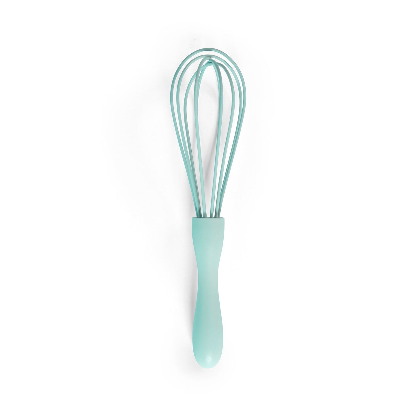 Mint green silicone whisk for mixing cake batter whipping cream blending ingredients and preparing homemade desserts
