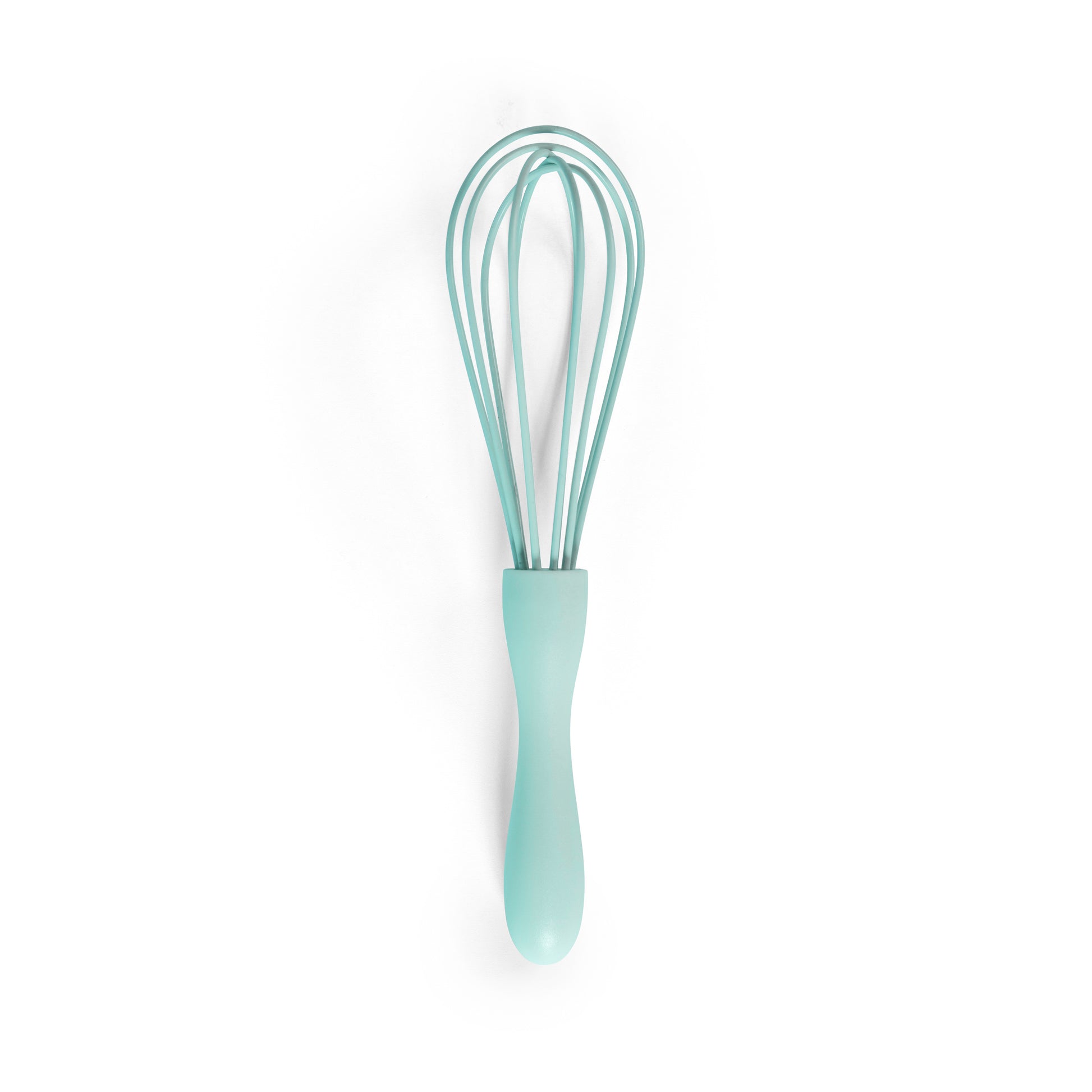 Mint green silicone whisk for mixing cake batter whipping cream blending ingredients and preparing homemade desserts