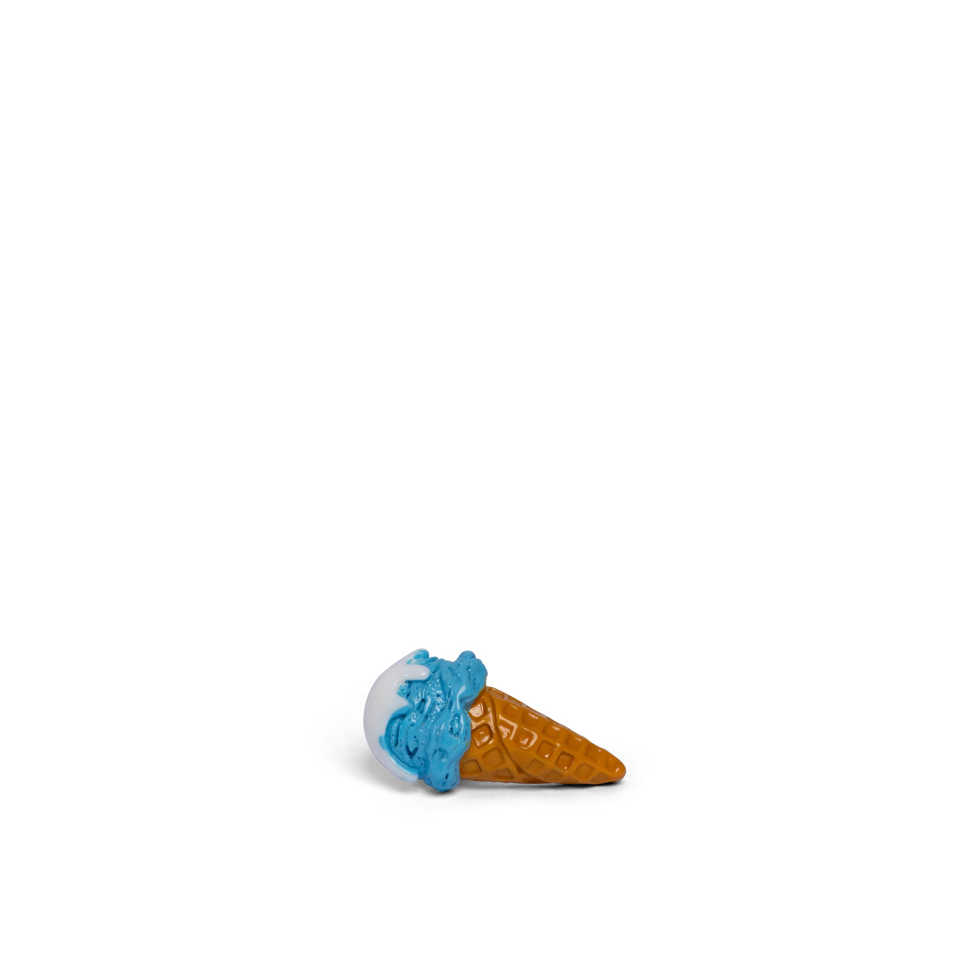 Blue ice cream cone enamel pin badge with pink ice cream swirl perfect for tote bags jackets backpacks and dessert lovers