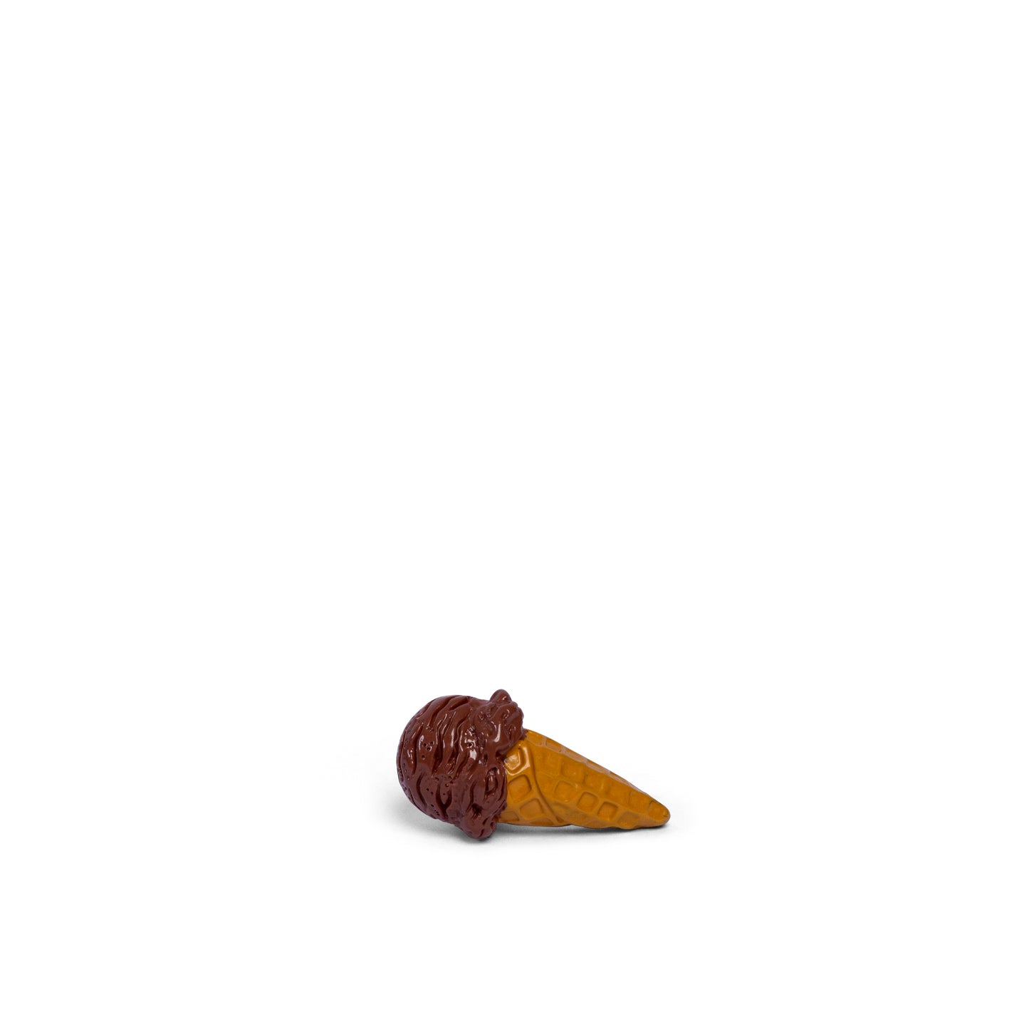Chocolate ice cream pin badge featuring a chocolate ice cream scoop in a waffle cone