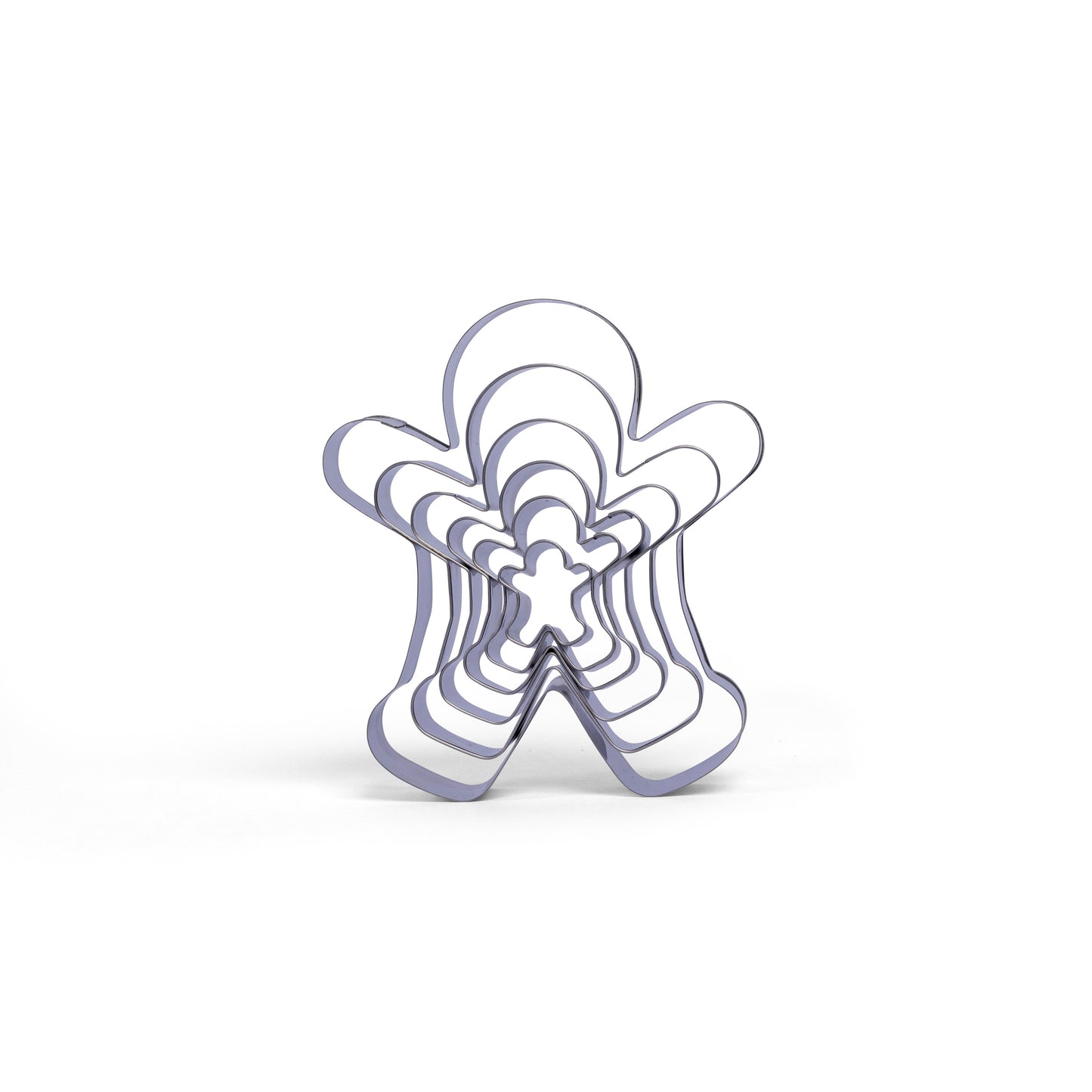 Stainless steel gingerbread cookie cutter set for baking biscuits cookies and festive treats including multiple nesting cutter sizes