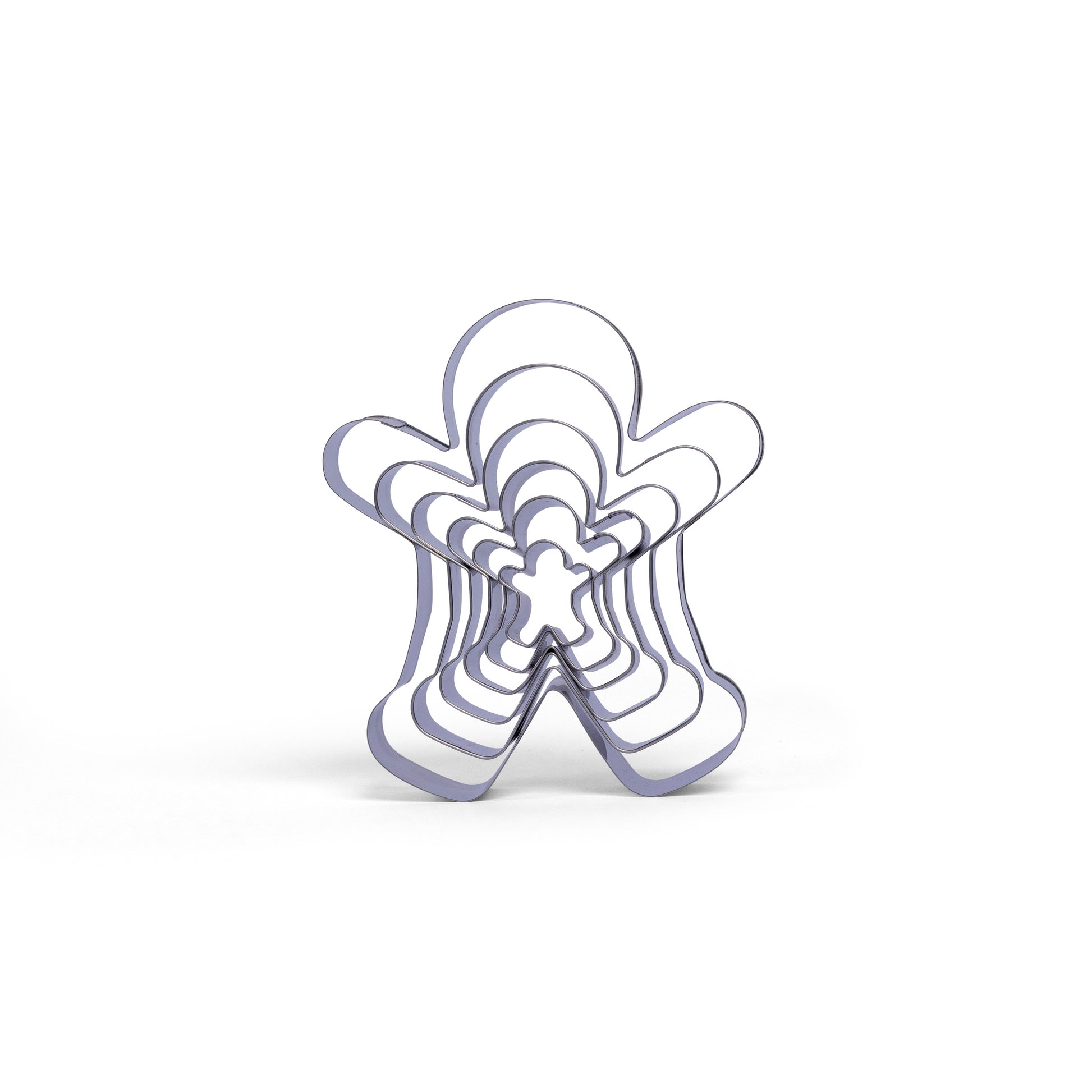 Stainless steel gingerbread cookie cutter set for baking biscuits cookies and festive treats including multiple nesting cutter sizes