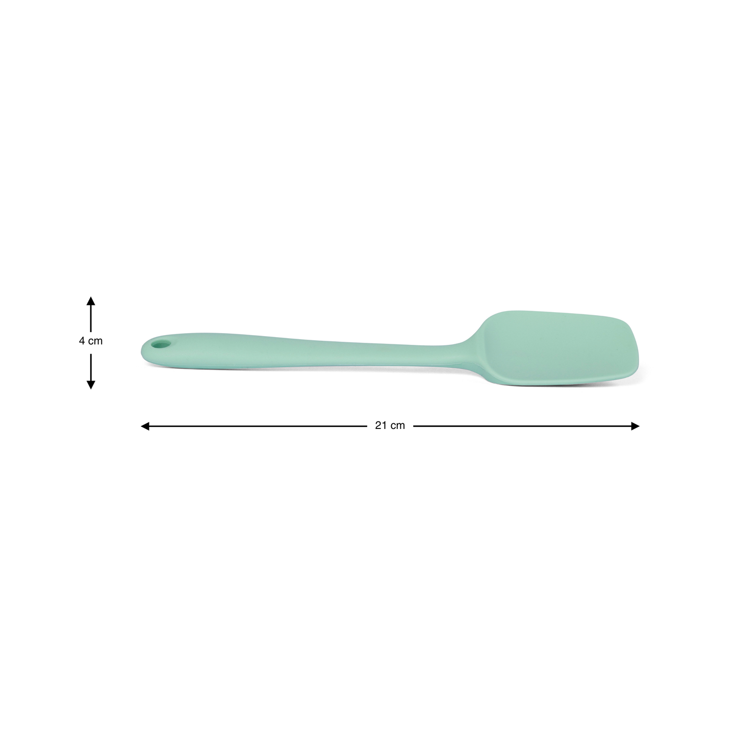 Mint green silicone spatula for mixing scraping folding batter cake decoration and home baking