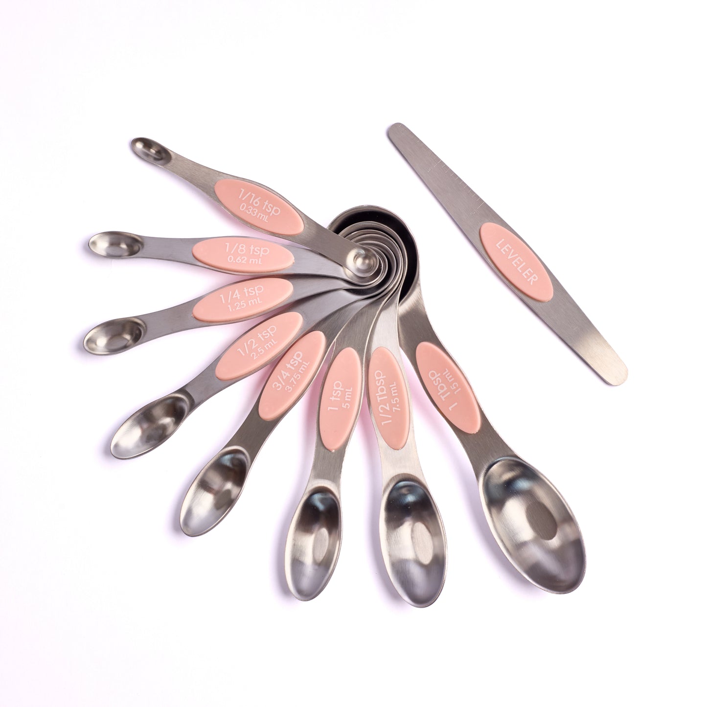 Magnetic measuring spoon set with stainless steel measuring spoons for baking cooking dessert recipes and accurate ingredient measuring