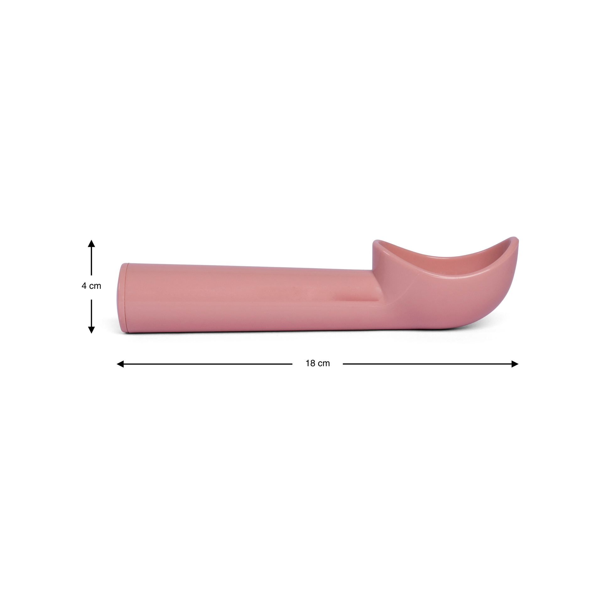 Pink ice cream scoop for serving ice cream gelato sorbet and frozen desserts with ergonomic handle