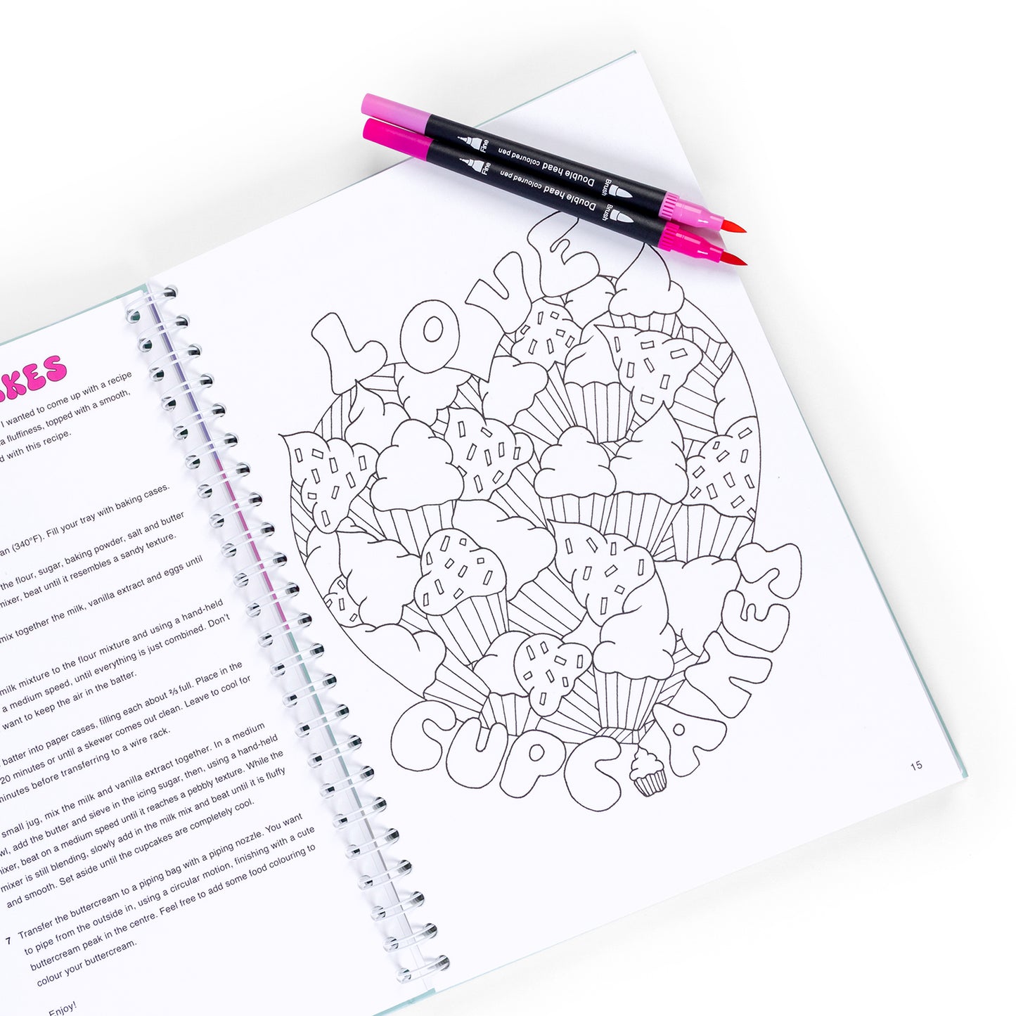Sweet colouring cookbook cupcake page dessert themed colouring cookbook with recipe page interactive colouring cookbook cupcake illustration to colour baking activity book hand drawn dessert colouring page spiral bound colouring cookbook colouring cookbook for kids teens and university students