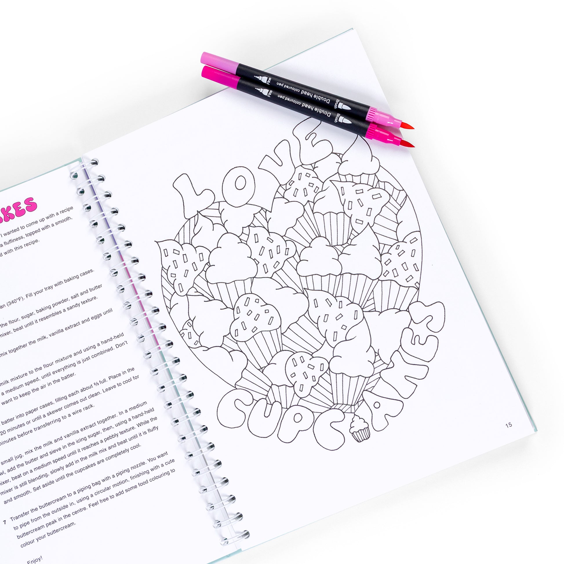 Sweet colouring cookbook cupcake page dessert themed colouring cookbook with recipe page interactive colouring cookbook cupcake illustration to colour baking activity book hand drawn dessert colouring page spiral bound colouring cookbook colouring cookbook for kids teens and university students